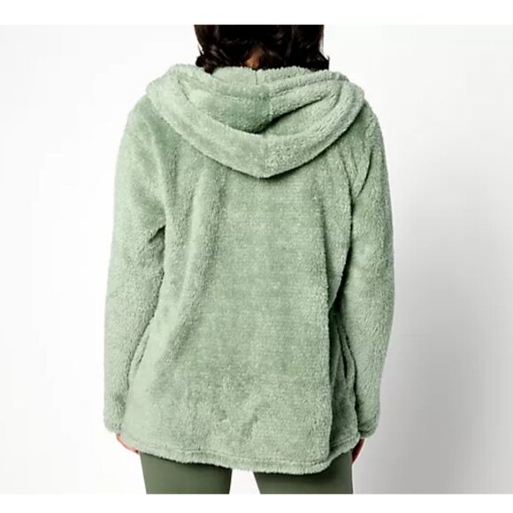 Denim & Co. Women Top Sweater ~ Shimmer Sherpa Open Front Navy Blue A630354 - Picture 2 of 9